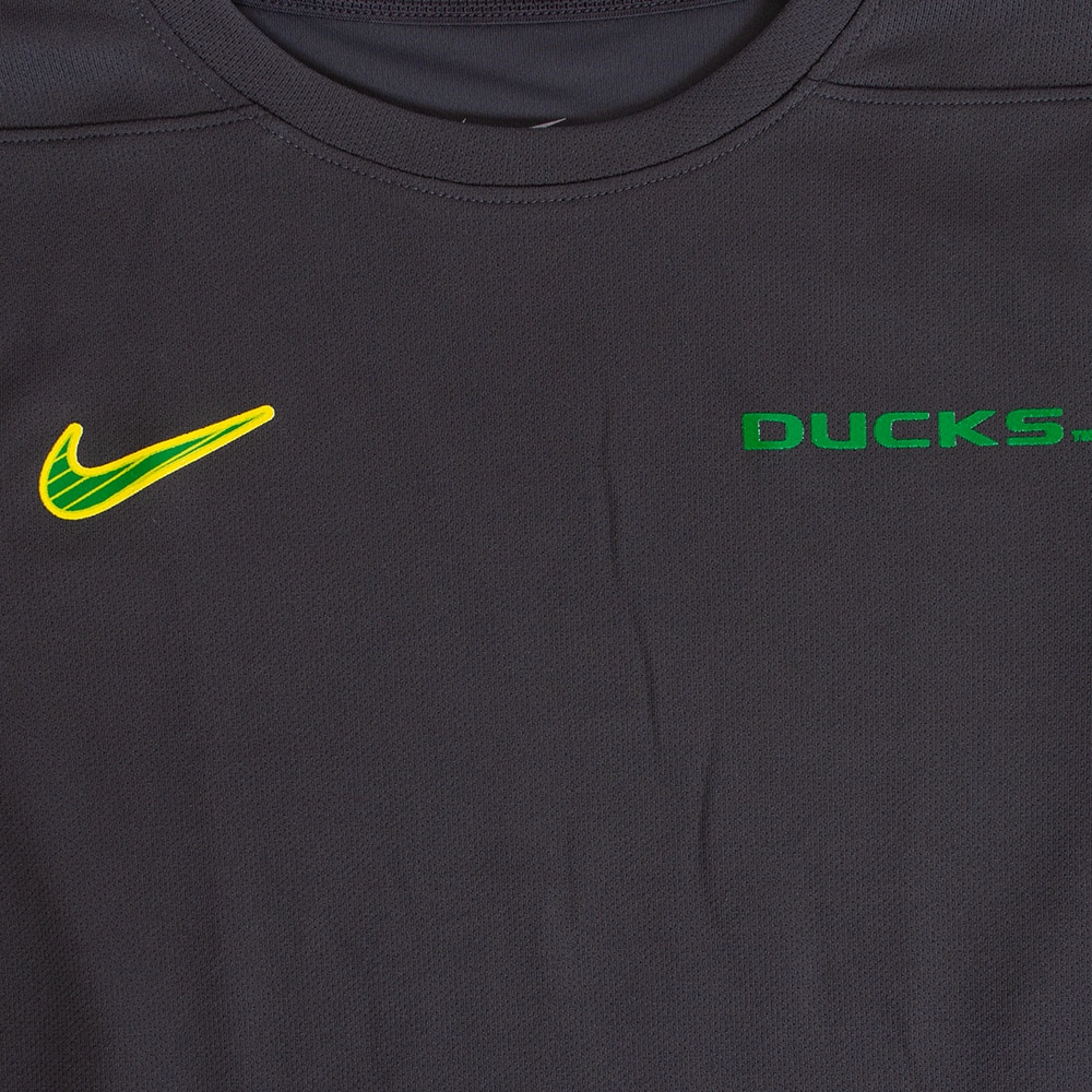 Ducks, Nike, Grey, Long Sleeve, Polyester, Kids, Youth, Coaches, UV Protection, Sideline, 2024, T-Shirt, 753460